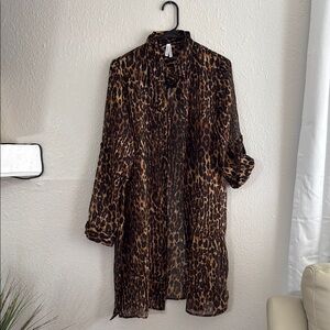 Leopard Print Sheer Blouse